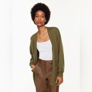 Aritzia Wilfred Unwind Cardigan In Tan Size XS 100% Merino Wool Open Front